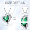 wholesale 925 Sterling Silver Green Crystal Horse Head Heart Pendant Necklace for Women and Girls-0-3