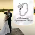TOUPOP Sterling Silver 3 Stone D Color Vvs1 Moissanite Engagement Ring-0-1