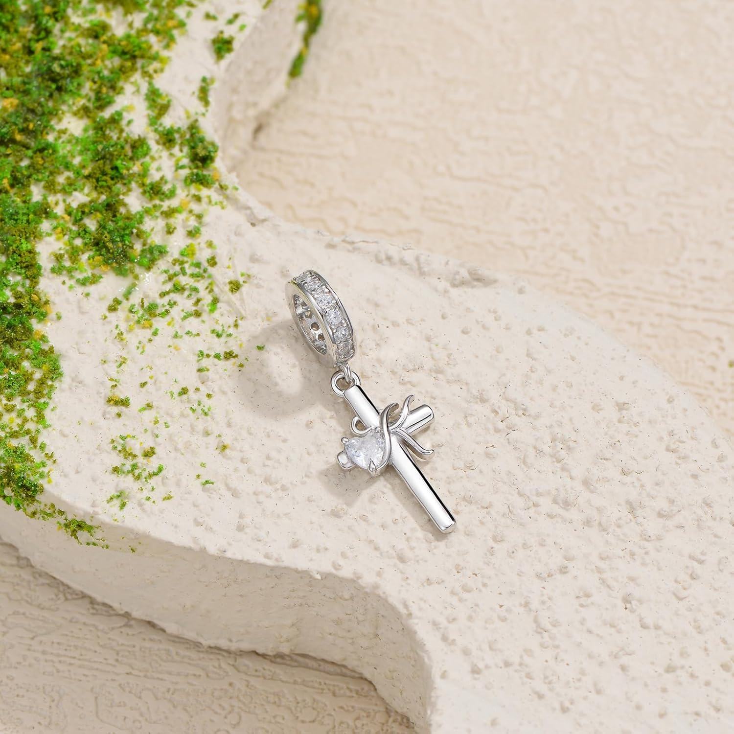 Sterling Silver ABC Initial Cross Charm Pendant Beads for Bracelet-0-2