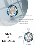 TOUPOP Sterling Silver Rose Gold Blue Crystal Butterfly Ankh Cross Pendant Necklace-0-1