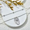 wholesale 925 Sterling Silver Double Chain Rosary Anklet w/Heart & Angel Wings Charm for Women-0-2