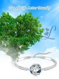 TOUPOP Sterling Silver Blue Crystal Tree Of Life L Letter Bangle Bracelet-0-2
