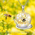 wholesale 925 Sterling Silver Honeycomb Bee Teacup Pendant Necklace-0-2