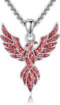 wholesale 925 Sterling Silver Red Turquoise Phoenix Bird Pendant Necklace s for Women and Girls-0-0