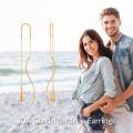 wholesale 14k Gold Threader Earrings Long Dangle Teardrop Tassel Ear Line s-0-5