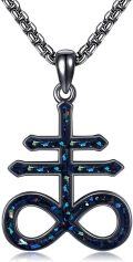 wholesale 925 Sterling Silver Infinity Pendant with Blue Glitter Stone and Inverted Cross Charm Necklace for Women-0-0
