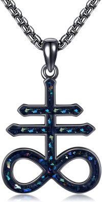 wholesale 925 Sterling Silver Infinity Pendant with Blue Glitter Stone and Inverted Cross Charm Necklace for Women-Levithan