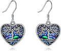 wholesale 925 Sterling Silver Heart-Shaped Tree of Life Abalone Shell Inlay Drop Earrings for Women and Girls Gift Ideas-0-0