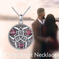 wholesale 925 Sterling Silver Red Garnet Celtic Trinity Knot Pendant Necklace-0-2