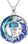 wholesale TOUPOP Sea Turtle/jellyfish/shark/octopus/seahorse Gifts Sterling Silver Ocean Waves Pendant Blue Crystal Sea Turtles Jewelry Christmas Summer Gifts For Women Her -0-0