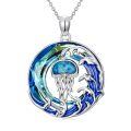 TOUPOP Sterling Silver Blue Crystal Sea Turtle Ocean Waves Pendant-0-0