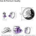 wholesale 925 Sterling Silver Hypoallergenic Purple Crystal Sloth Huggie Earrings for Women & Teenage Girls-0-2