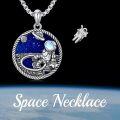wholesale 925 Sterling Silver Moonstone Astronaut Pendant Necklace - Space Themed Jewellery Gifts for Him Her-0-3