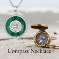 wholesale 925 Sterling Silver Malachite Round Compass Pendant Necklace for Women's Graduation Gifts-0-3