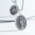 wholesale 925 Sterling Silver Oval St. Sebastian Wrestling Athlete Medal Pendant Necklace for Men-0-1