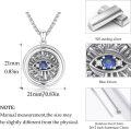 wholesale 925 Sterling Silver Round Evil Eye Pendant with Sapphire and Cubic Zirconia on -0-3