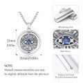 wholesale 925 Sterling Silver Evil Eye Pendant Necklace With Rotating Blue Crystal Oxidized Design-0-3