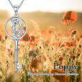 wholesale Sterling Silver Diamond Birth Flower Key Necklace for Women-0-24