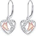 wholesale 925 Sterling Silver Horse Head in Heart Shape Dangle Earrings for Women-0-0