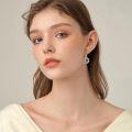wholesale 925 Sterling Silver Pink Ribbon Cancer Awareness Crescent Moon Drop Earrings for Women-0-1