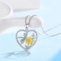 wholesale 925 Sterling Silver Heart-Shaped Dragonfly & Sunflower Pendant Necklace for Women and Men-0-4
