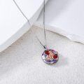 wholesale 925 Sterling Silver Cat Strawberry Round Crystal Pendant Necklace  for Women Girls-0-2