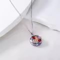 wholesale 925 Sterling Silver Cat Strawberry Round Crystal Pendant Necklace Wholesale  for Women Girls-0-2