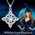 wholesale 925 Sterling Silver Moonstone Celtic Triquetra Wiccan Witch Knot Pendant Necklace-0-5