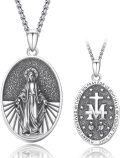 wholesale 925 Sterling Silver Catholic Medal Necklace with Saint Michael and Virgin Mary Pendants for Men & Women-0-0