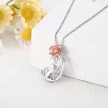 wholesale 925 Sterling Silver Rose and Cat Pendant Necklace - Gifts for Women-0-3