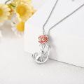 wholesale 925 Sterling Silver Rose And Cat Pendant Necklace-0-3