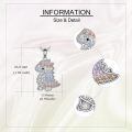 wholesale 925 Sterling Silver Rainbow Colorful Zircon Cute Dinosaur Pendant Necklace-0-3