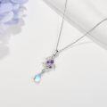 wholesale 925 Sterling Silver Purple Crystal Flower Pendant Necklaces for Women's  Ideas-0-1