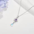 wholesale 925 Sterling Silver Purple Crystal Flower Pendant Necklaces for Women's  Ideas-0-1
