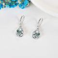 wholesale 925 Sterling Silver Green Moss Agate and White Opal Filigree Leverback Drop Earrings-0-1