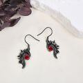 wholesale 925 Sterling Silver Red Crystal Black Enamel Gothic Angel & Devil Wing Drop Earrings for Women-0-3
