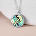 wholesale 925 Sterling Silver Abalone Shell Natural Cubic Zirconia Sagittarius Zodiac Necklace 12 Constellation Coin Pendant-0-1