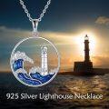 wholesale 925 Sterling Silver Wave & Lighthouse Tree of Life Necklace-0-5