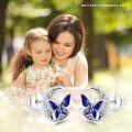 wholesale 925 Sterling Silver Blue Enamel Butterfly Stud Earrings Celtic Moon Design Irish  for Women-0-6