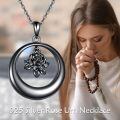wholesale 925 Sterling Silver Gun Black Plated Crescent Moon Rose Flower Memorial Urn Pendant Necklace-0-1