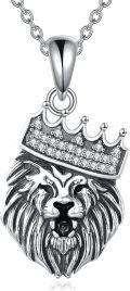 wholesale 925 Sterling Silver Lion Crown Pendant Necklace for Men Women Fashion s-0-0