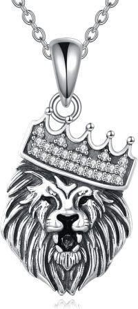 wholesale 925 Sterling Silver Lion Crown Pendant Necklace for Men Women Fashion s-Lion