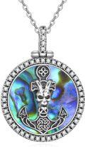 wholesale 925 Sterling Silver Round Pendant with Abalone Shell and Skull Design Necklace-0-0