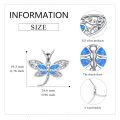 wholesale 925 Sterling Silver Blue Opal Filigree Dragonfly Pendant Necklace for Women and Moms-0-3