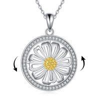 wholesale 925 Sterling Silver Spinning Daisy Pendant Necklace-Daisy