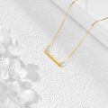 wholesale 925 Sterling Silver Horizontal Bar Pendant Necklace 14k Gold Plated With Heart Zircon-0-3