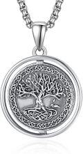 wholesale 925 Sterling Silver Tree of Life Pendant Necklace with 22+2  Yggdrasil  for Men Women-0-0