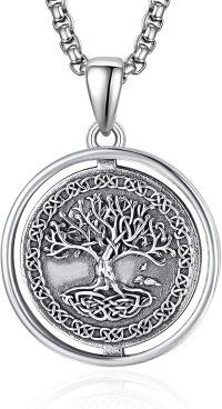 wholesale 925 Sterling Silver Tree of Life Pendant Necklace with 22+2  Yggdrasil  for Men Women-A-tree of life