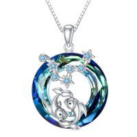 wholesale 925 Sterling Silver Zodiac Necklace with 12 Constellations Horoscope Heart Pendant for Women-02-Pisces Necklace(02.19-03.20)-02-Pisces Necklace(02.19-03.20)