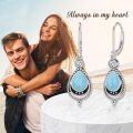 wholesale 925 Sterling Silver Larimar & White Zircon Art Deco Infinity Drop Earrings, 35x12mm-0-4